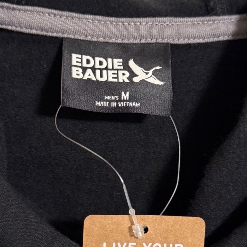 Eddie Bauer Mens Camp Fleece Pullover Hoodie Black Medium NWT - Picture 2 of 6